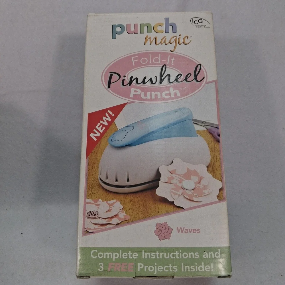Punch Magic Fold-It Pinwheel Punch Waves Boomerang Paper Craft Tools Set EUC